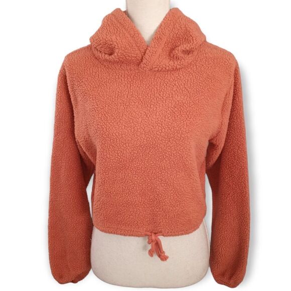 WILD FABLE ORANGE/PINK PLUSH CROP HOODIE SZ.S EUC - Picture 2 of 6